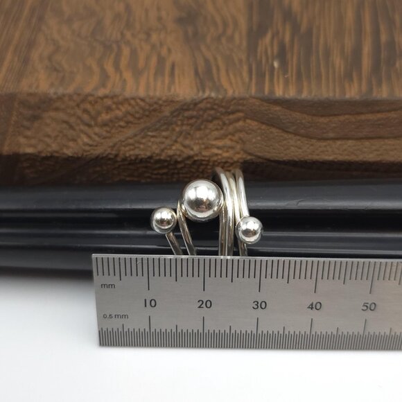 Size 9 Sterling Silver Abstract Orbs Ring A801 - Picture 6 of 7